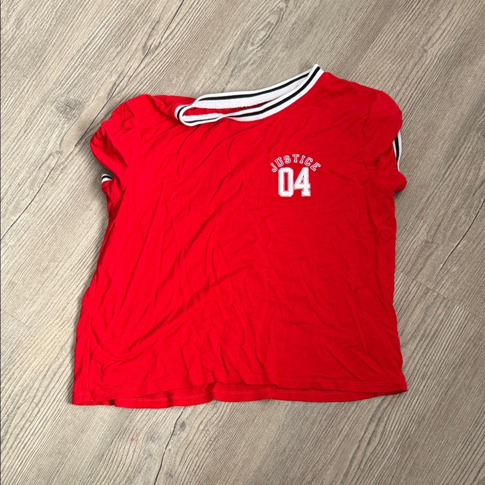 Justice Red Short Sleeve Tee with Sporty Trim